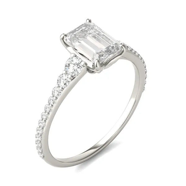 Emerald Ethereal Graduated Side-Stone Engagement Ring