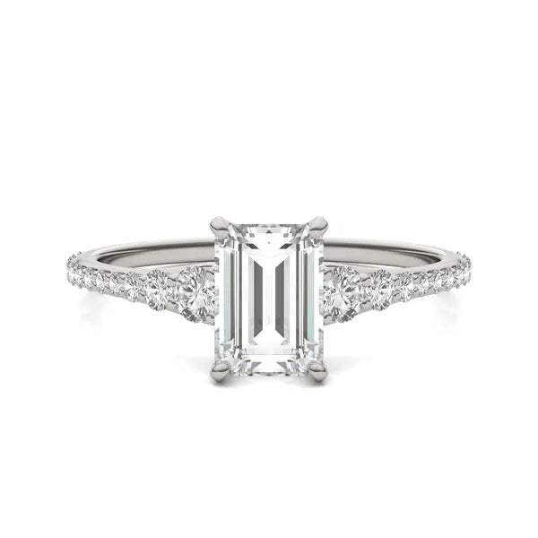 Emerald Ethereal Graduated Side-Stone Engagement Ring