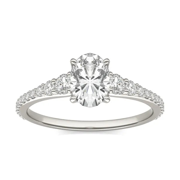 Oval Signature Graduated Side-Stone Engagement Ring