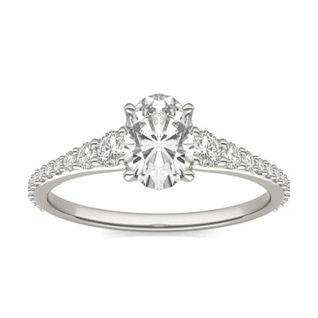 Oval Signature Graduated Side-Stone Engagement Ring