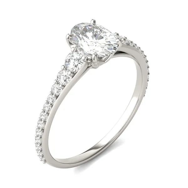 Oval Signature Graduated Side-Stone Engagement Ring
