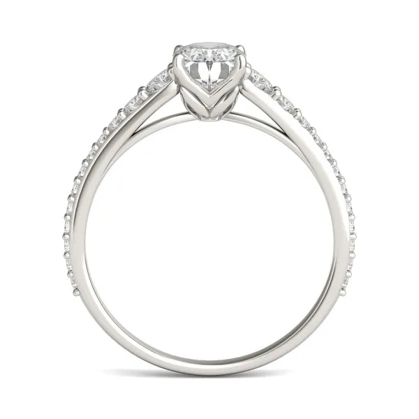 Oval Signature Graduated Side-Stone Engagement Ring