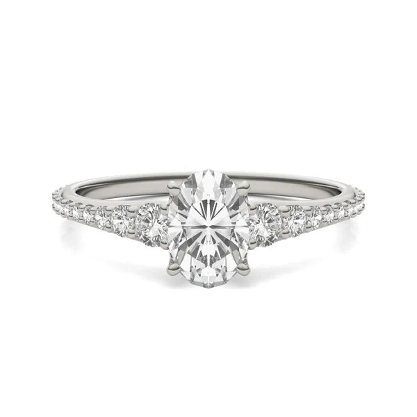 Oval Signature Graduated Side-Stone Engagement Ring
