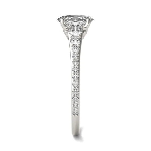Oval Signature Graduated Side-Stone Engagement Ring