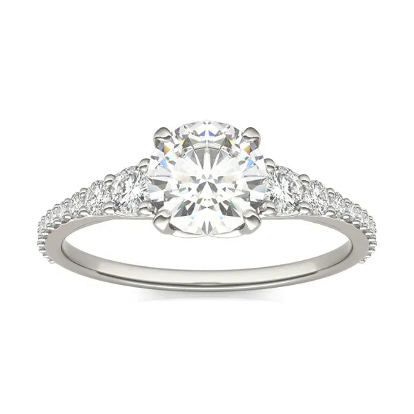 Round Hearts & Arrows Signature Graduated Side-Stone Engagement Ring