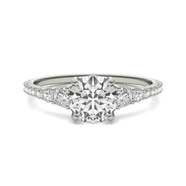 Round Hearts & Arrows Signature Graduated Side-Stone Engagement Ring
