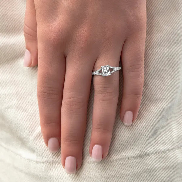 Emerald Classic Two Stone Engagement Ring