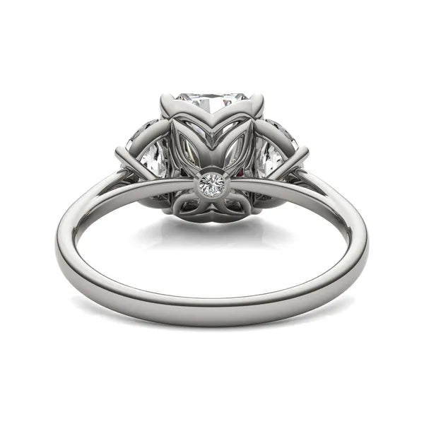 Radiant Signature Half Moon Three-Stone Engagement Ring