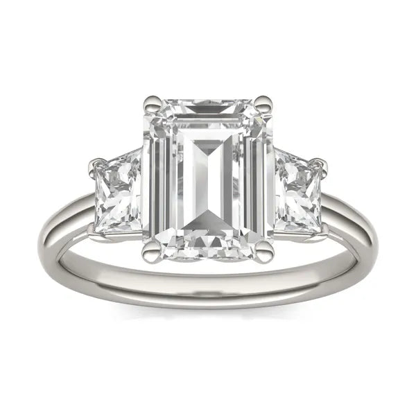Emerald Signature Trapazoid Three-Stone Engagement Ring