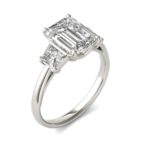Emerald Signature Trapazoid Three-Stone Engagement Ring