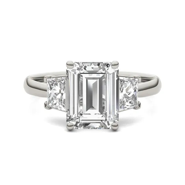 Emerald Signature Trapazoid Three-Stone Engagement Ring
