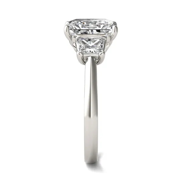 Radiant Signature Trapazoid Three-Stone Engagement Ring