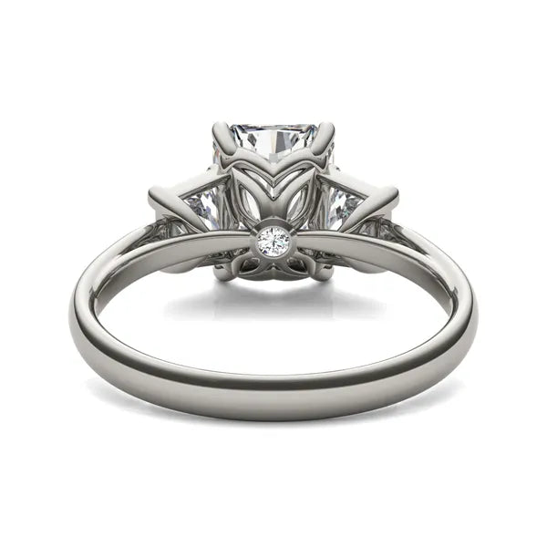 Radiant Signature Trapazoid Three-Stone Engagement Ring