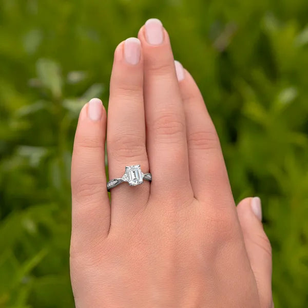 Emerald Trinity Spark Three-Stone Engagement Ring