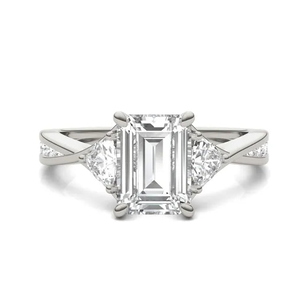 Emerald Trinity Spark Three-Stone Engagement Ring