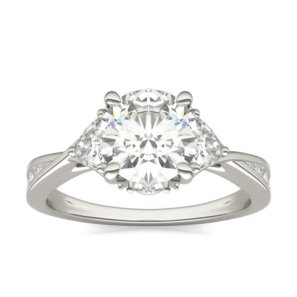 Round Radiant Trinity Spark Three-Stone Engagement Ring