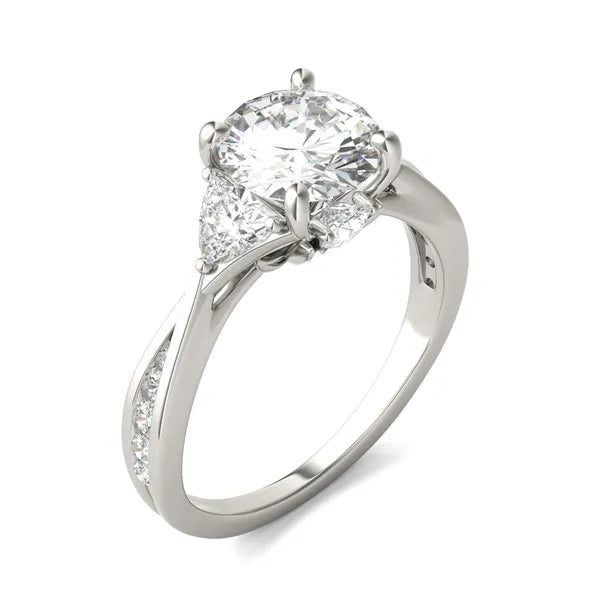Round Radiant Trinity Spark Three-Stone Engagement Ring