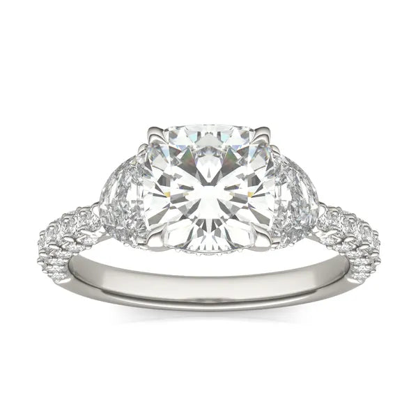 Cushion Lumina Three-Stone Engagement Ring