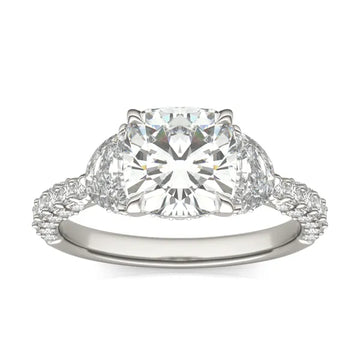 Cushion Lumina Three-Stone Engagement Ring