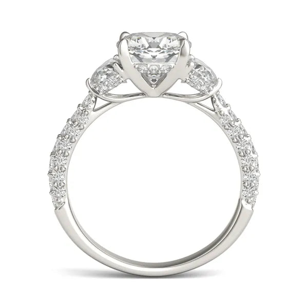 Cushion Lumina Three-Stone Engagement Ring
