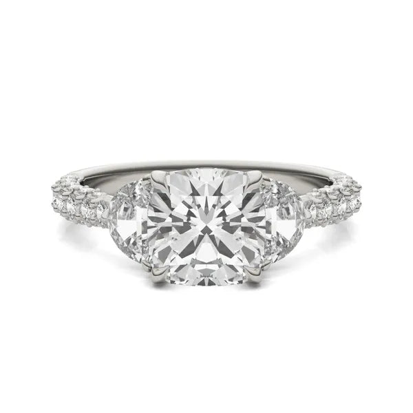 Cushion Lumina Three-Stone Engagement Ring