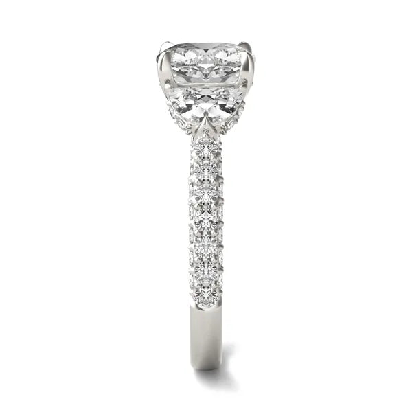 Cushion Lumina Three-Stone Engagement Ring