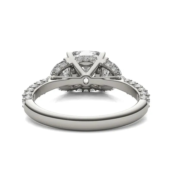 Cushion Lumina Three-Stone Engagement Ring