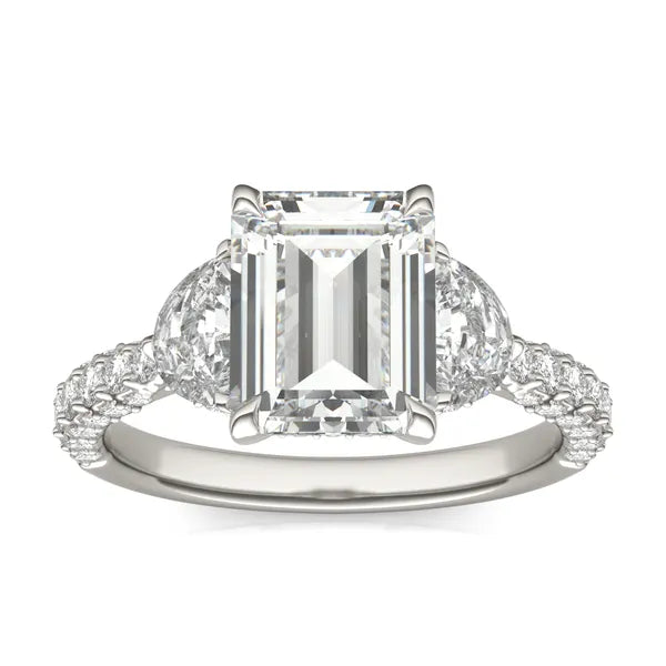 Emerald Lumina Three-Stone Engagement Ring