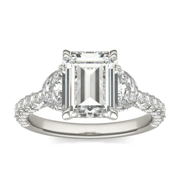 Emerald Lumina Three-Stone Engagement Ring