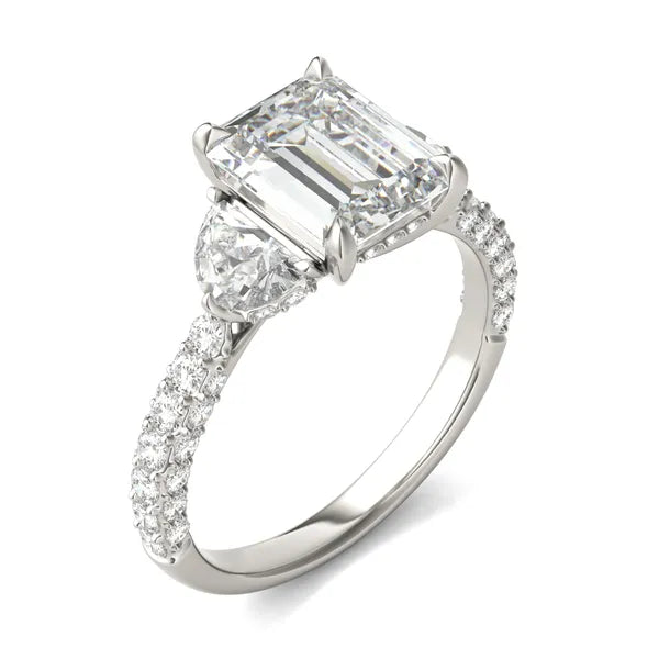 Emerald Lumina Three-Stone Engagement Ring