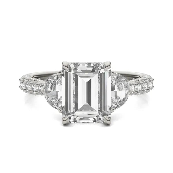 Emerald Lumina Three-Stone Engagement Ring