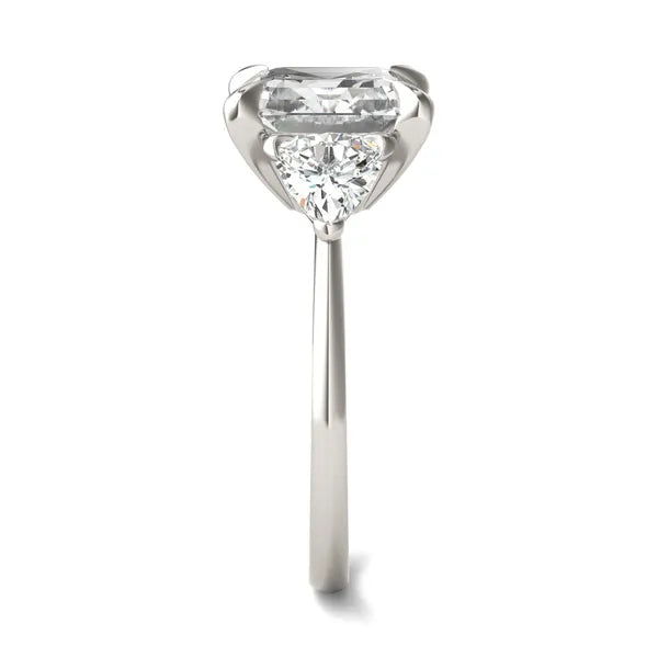 Asscher Claw Prong Trillion Three-Stone Engagement Ring