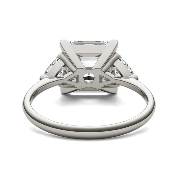 Asscher Claw Prong Trillion Three-Stone Engagement Ring