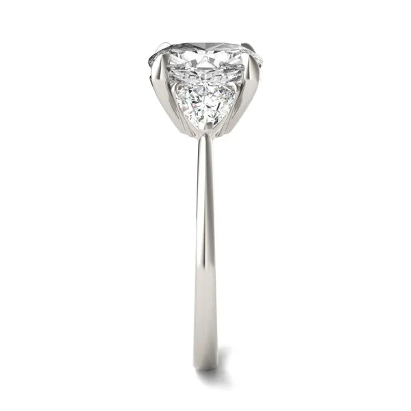 Cushion Claw Prong Trillion Three-Stone Engagement Ring