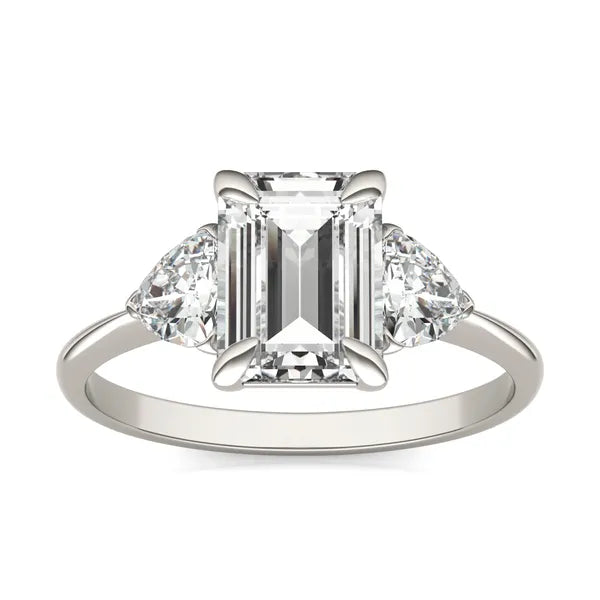 Emerald Claw Prong Trillion Three-Stone Engagement Ring