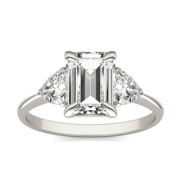 Emerald Claw Prong Trillion Three-Stone Engagement Ring