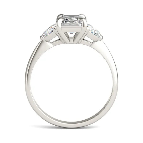 Emerald Claw Prong Trillion Three-Stone Engagement Ring