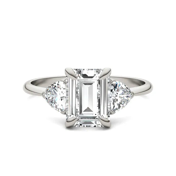 Emerald Claw Prong Trillion Three-Stone Engagement Ring