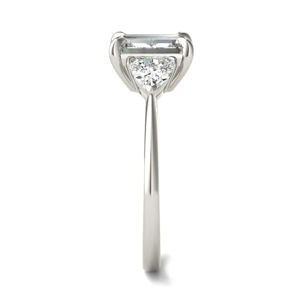 Emerald Claw Prong Ethereal Three-Stone Engagement Ring