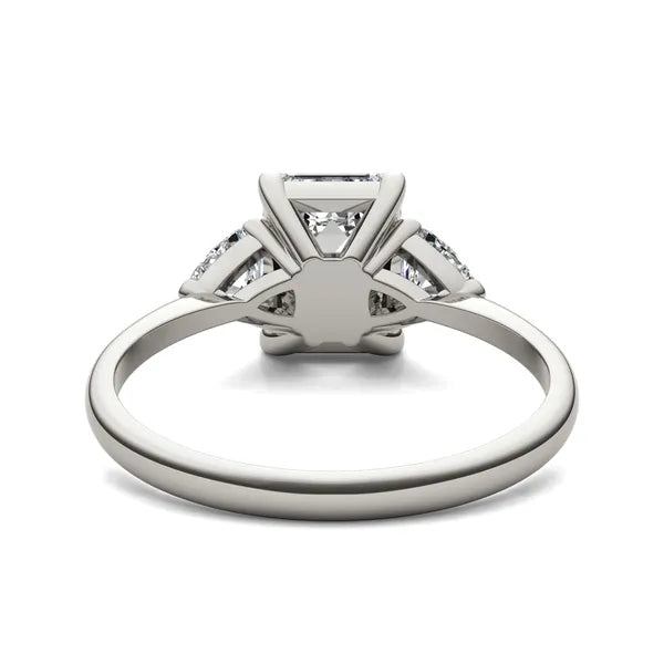 Emerald Claw Prong Trillion Three-Stone Engagement Ring