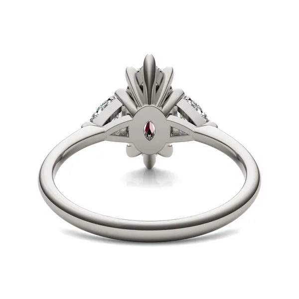 Marquise Claw Prong Trillion Three-Stone Engagement Ring