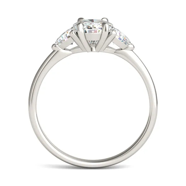 Oval Claw Prong Trillion Three-Stone Engagement Ring