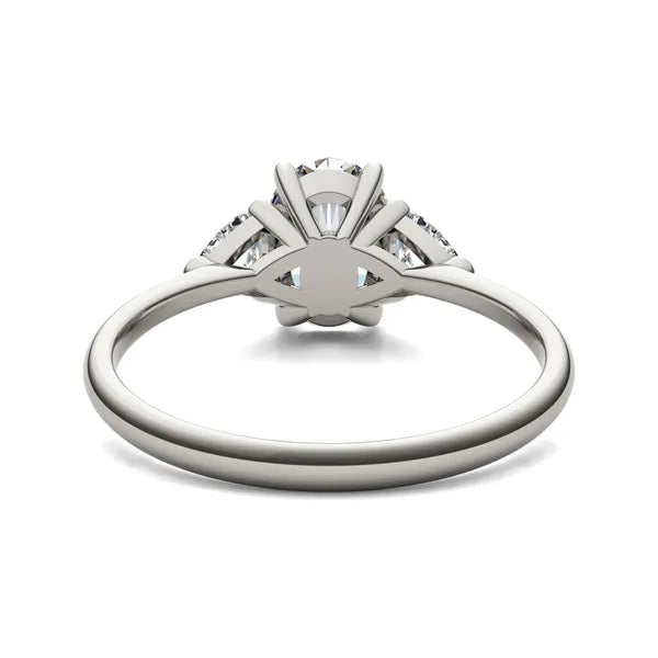 Oval Claw Prong Ethereal Three-Stone Engagement Ring