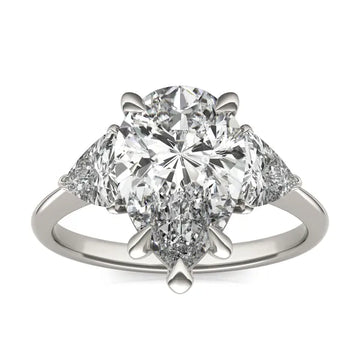 Pear Claw Prong Trillion Three-Stone Engagement Ring