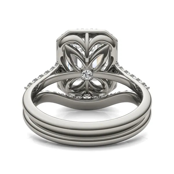 Emerald Ethereal Accented Halo Bridal Set