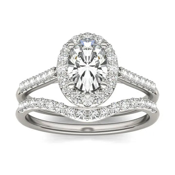 Oval Signature Accented Halo Bridal Set