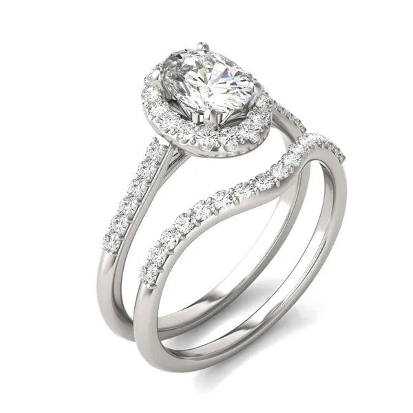 Oval Signature Accented Halo Bridal Set