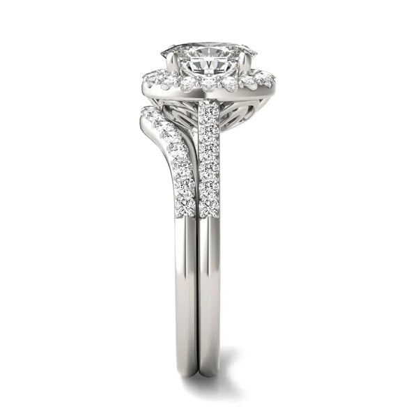 Oval Signature Accented Halo Bridal Set