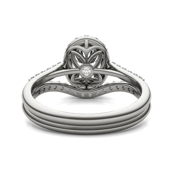 Oval Ethereal Accented Halo Bridal Set