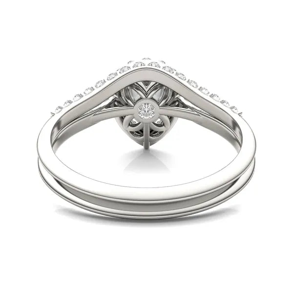 Pear Signature Accented Halo Bridal Set